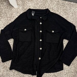 Black Button-Up Shirt with Pockets super soft